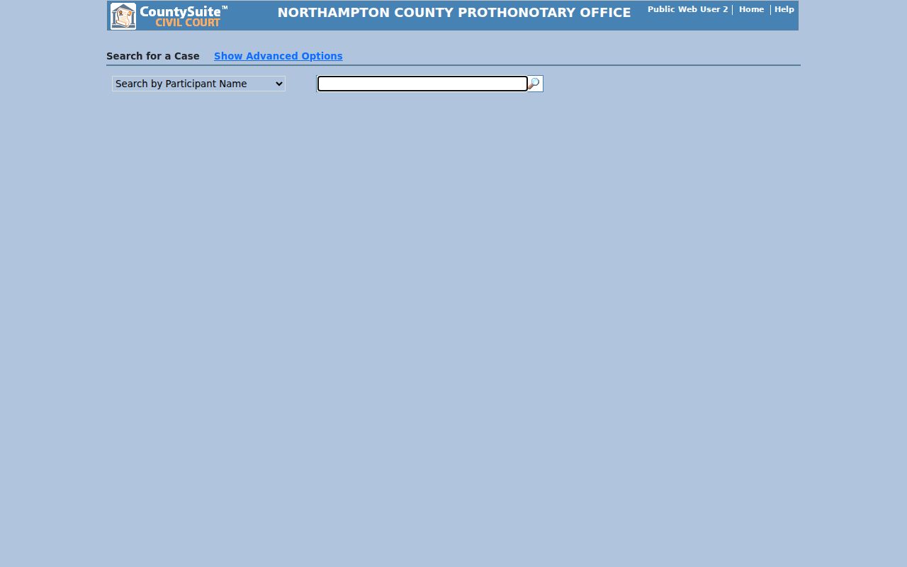 Northampton County resident lookup using the county civil case search