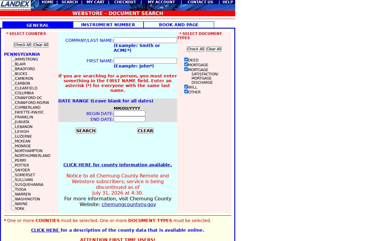 Northampton County street directory Landex deed index search controls